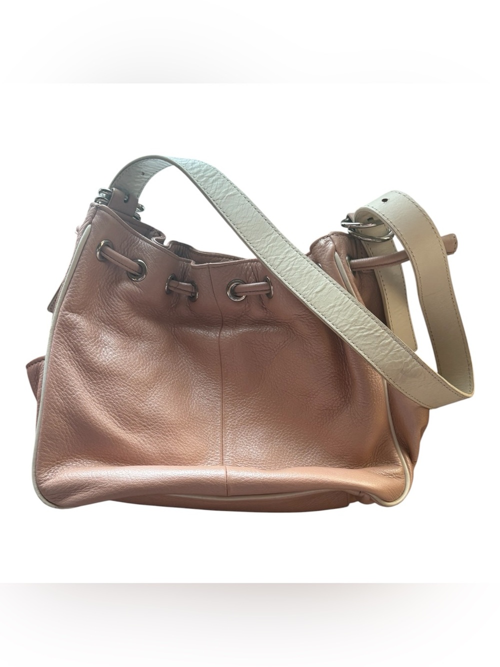 Kenneth Cole Pink Leather Slouchy Bucket Bag Y2K 2000s Revival